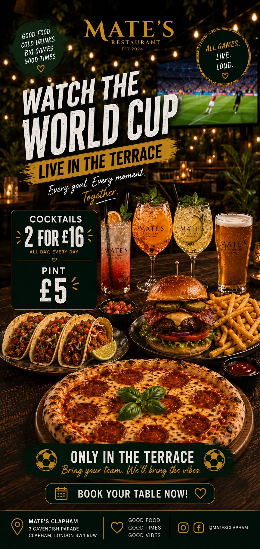 Watch the World Cup Live in the Terrace promotion poster